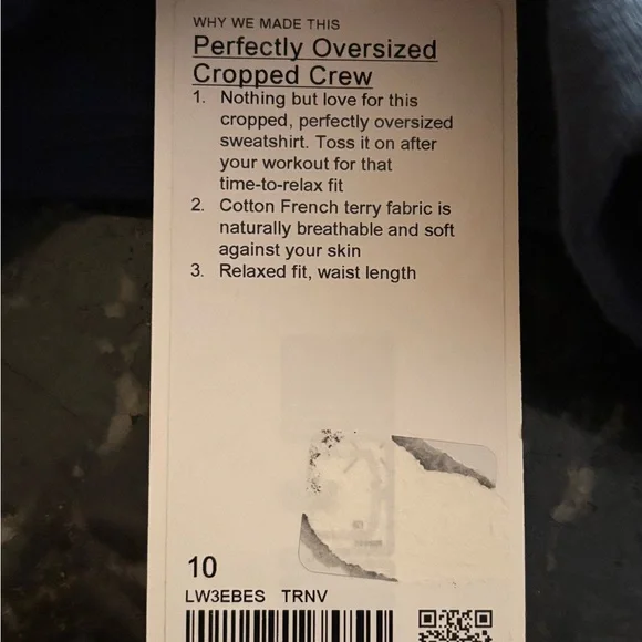 Lululemon Perfectly Oversized Cropped Crew True Navy Size 10 - Picture 3 of 4